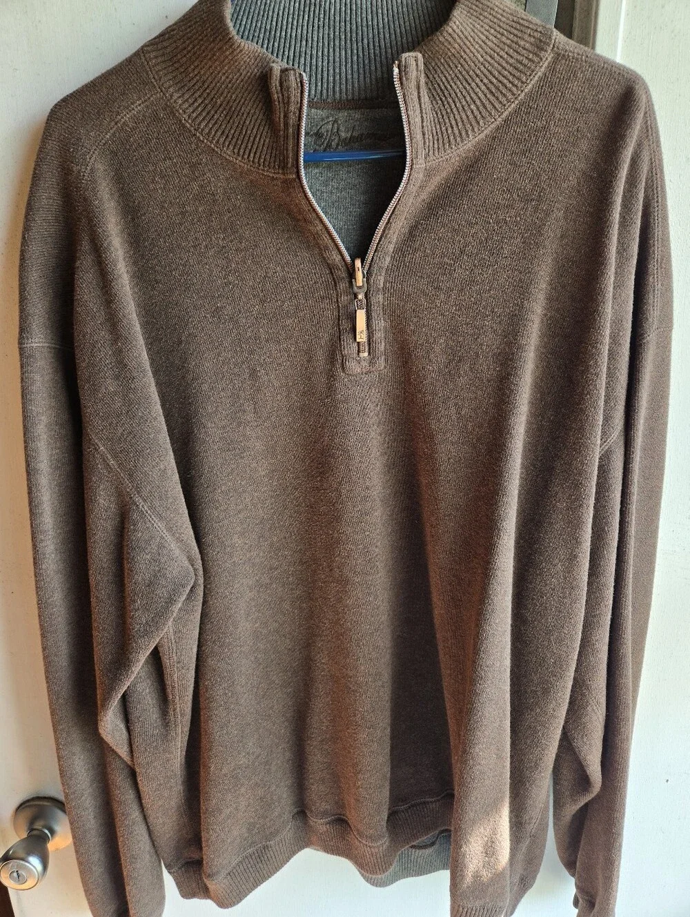 Tommy Bahama Men's Brown Quarter-Zip Sweater Pullover EUC